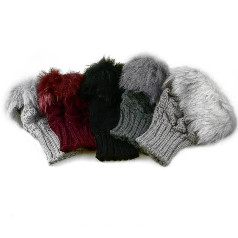 Fashion Fingerless Warm Wool Knitted Classic Fur Half One Size Finger Gloves For Women Cute Soft And Comfortable Trendy Fashion Stretchy Gloves For Women