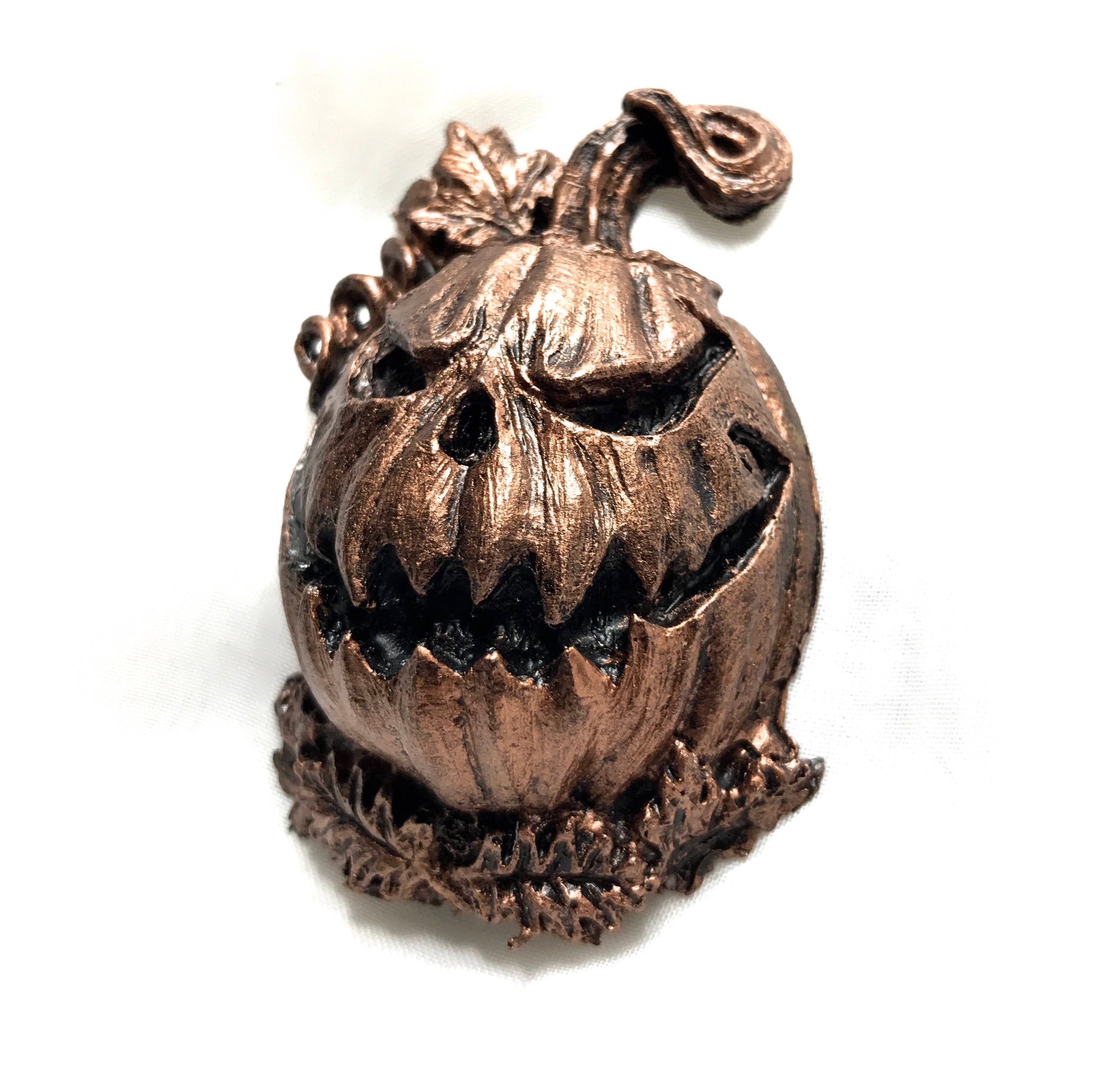 Jack O' Lantern Magnet, Hand Painted Resin Sculpture | Gothic Fantasy Decor | Halloween Pumpkin Magnet for Fantasy and Gothic Decor