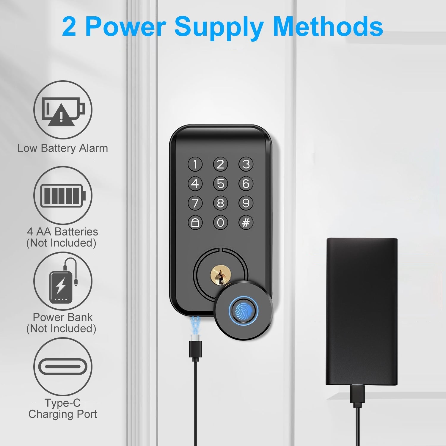 Wireless Keyless Smart Door Lock, Fingerprint & App Controlled, IP67 Waterproof