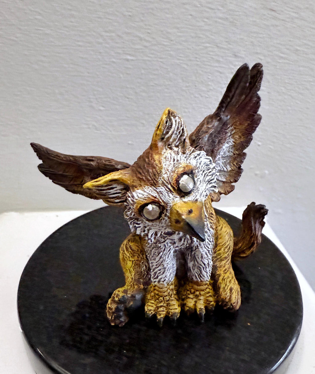 Baby Griffin Statue, Full Color Resin Sculpture | Mythical Creature Figurine | Unique Legendary Baby Griffin Figurine. Fantasy Art Gift