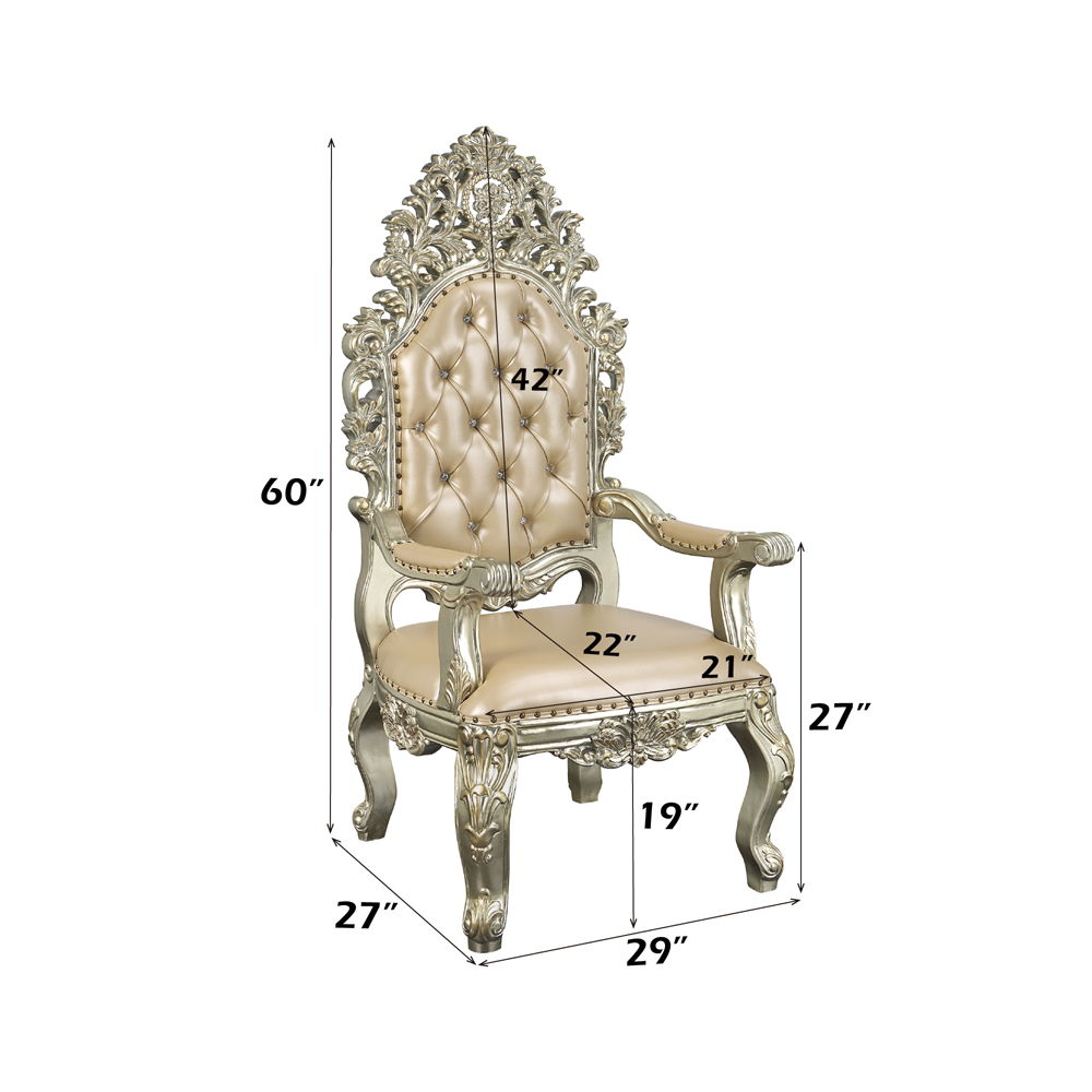 Sorina - Arm Chair (Set of 2) - Synthetic Leather & Antique Gold