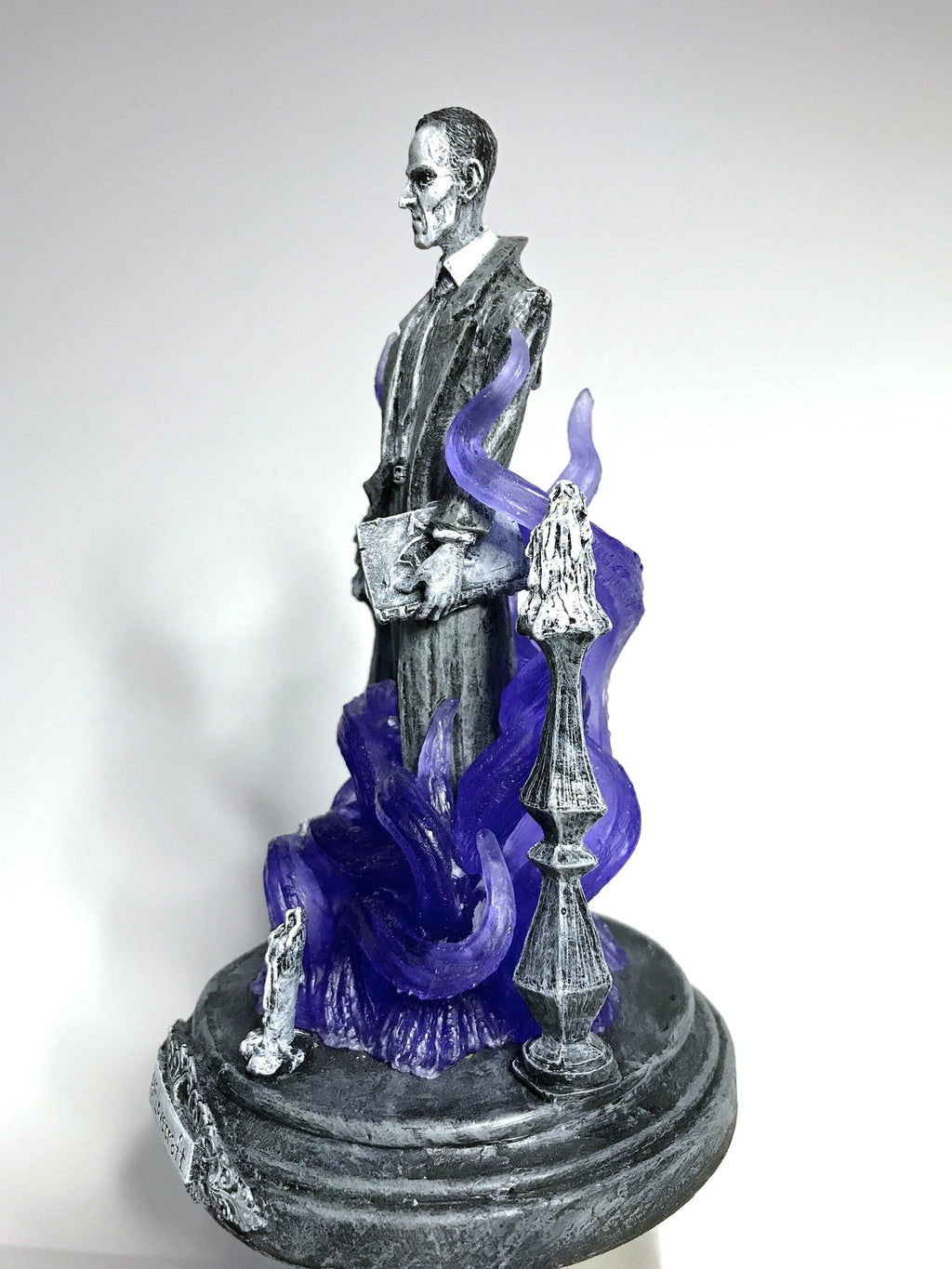 H.P. Lovecraft Statue, designed with Abigail Larson, Purple Tentacles