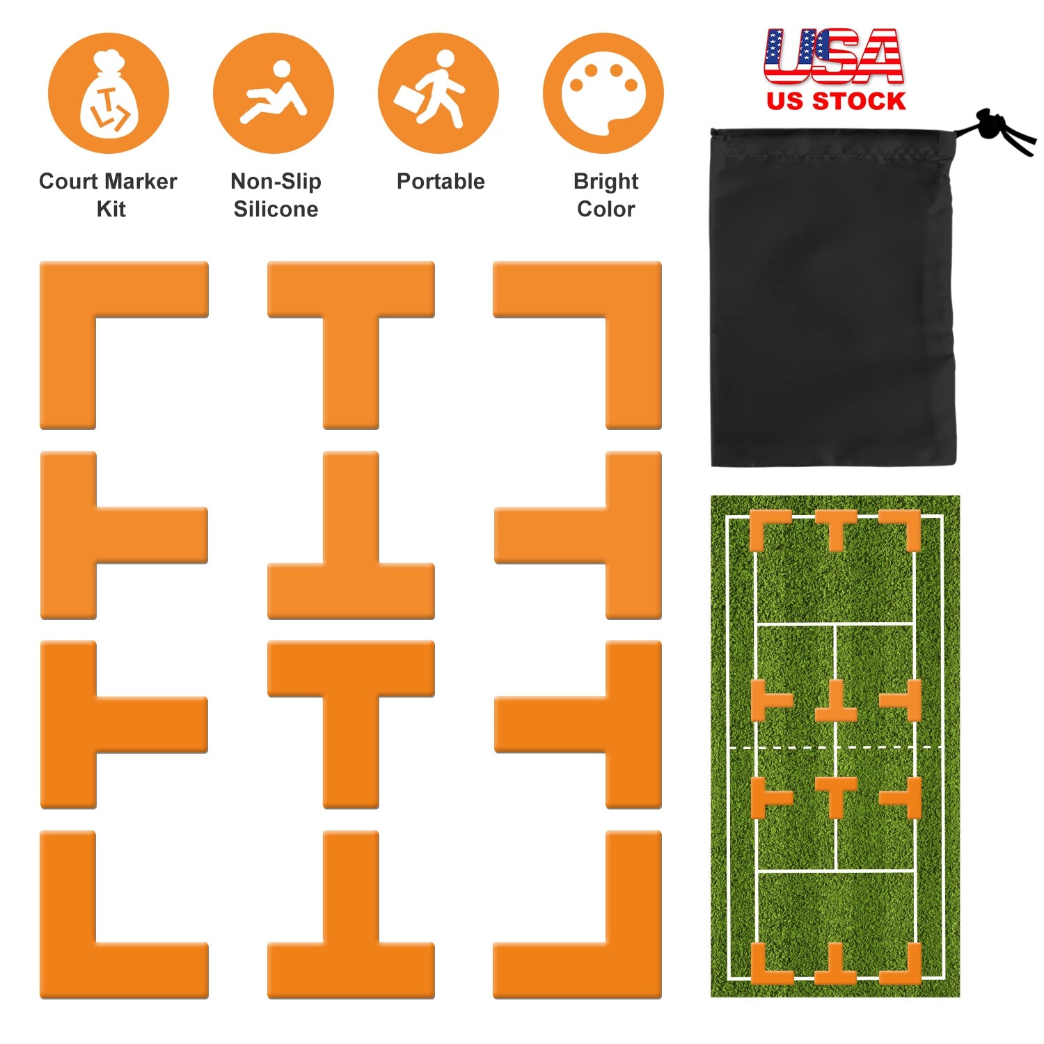 GBruno 12Pcs Pickle Ball Court Marking Kit