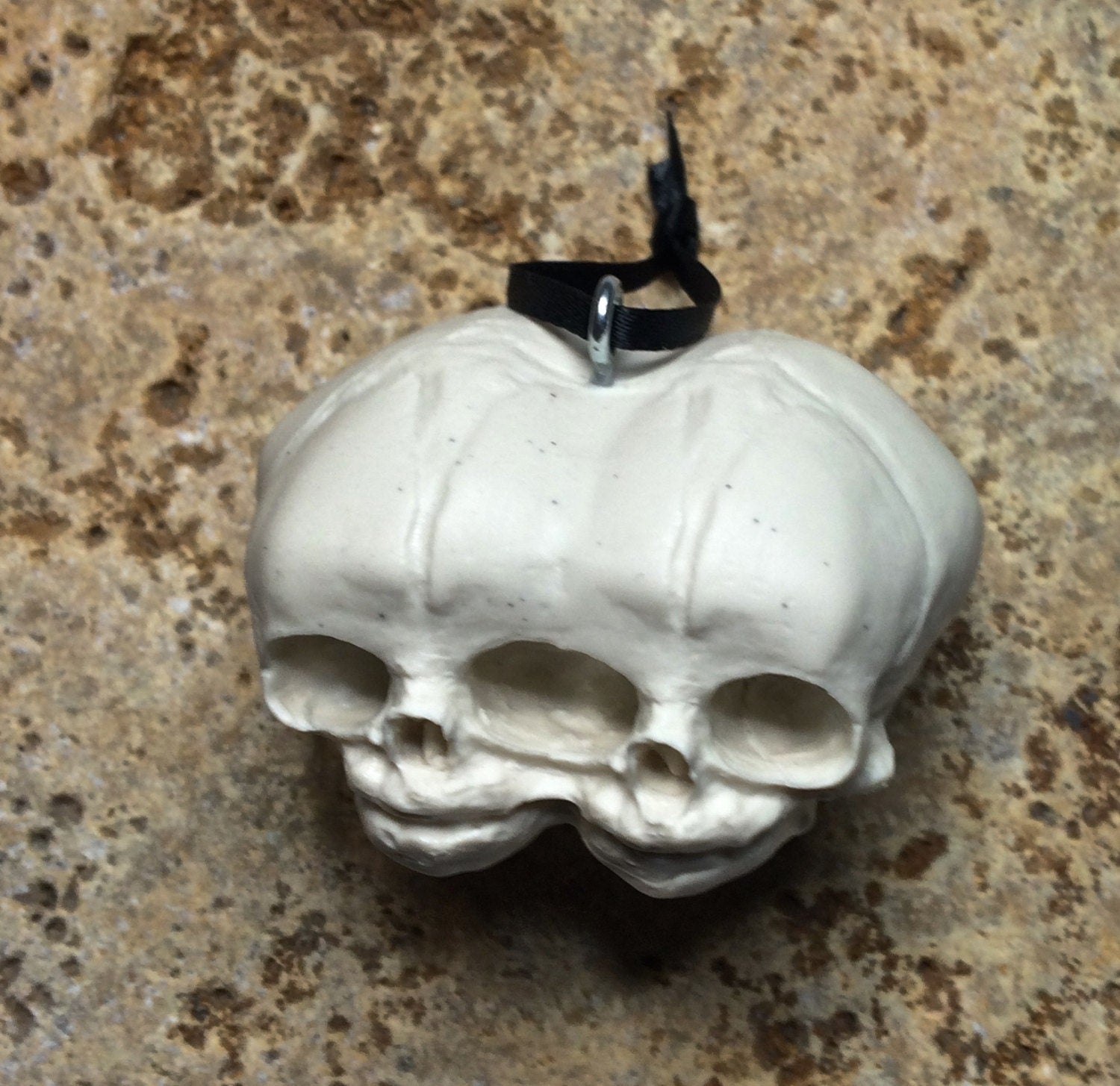 Conjoined Twins Fetal Skull Ornament, Resin Sculpture | Gothic Fantasy Skull Figurine |Conjoined Skull Ornament for Fantasy and Gothic Decor