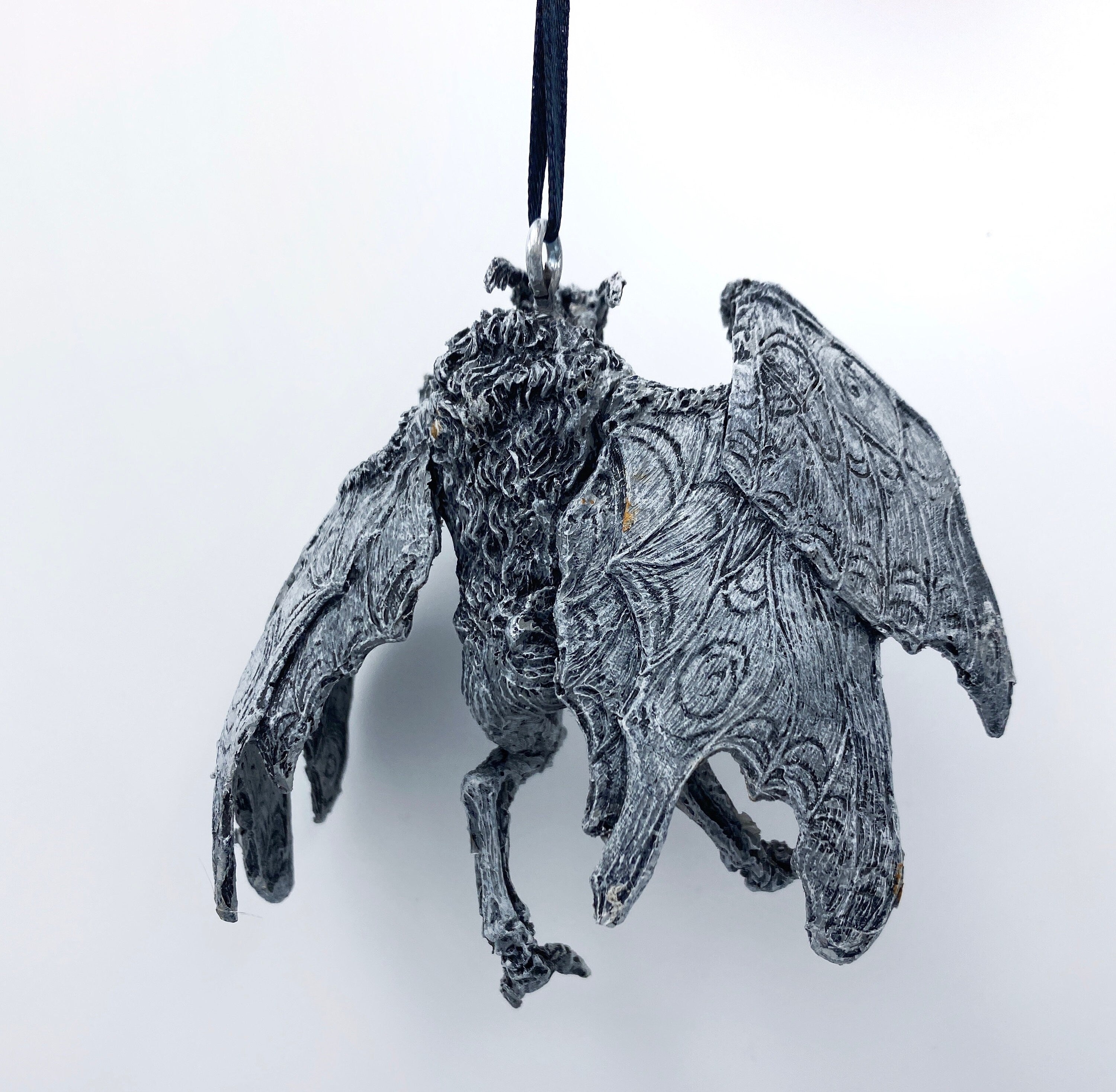 Mothman Ornament, Hand Painted Resin Sculpture | Cryptozoology Creature Figurine | Urban Legend Moth Man Monster Ornament, Horror Art Decor