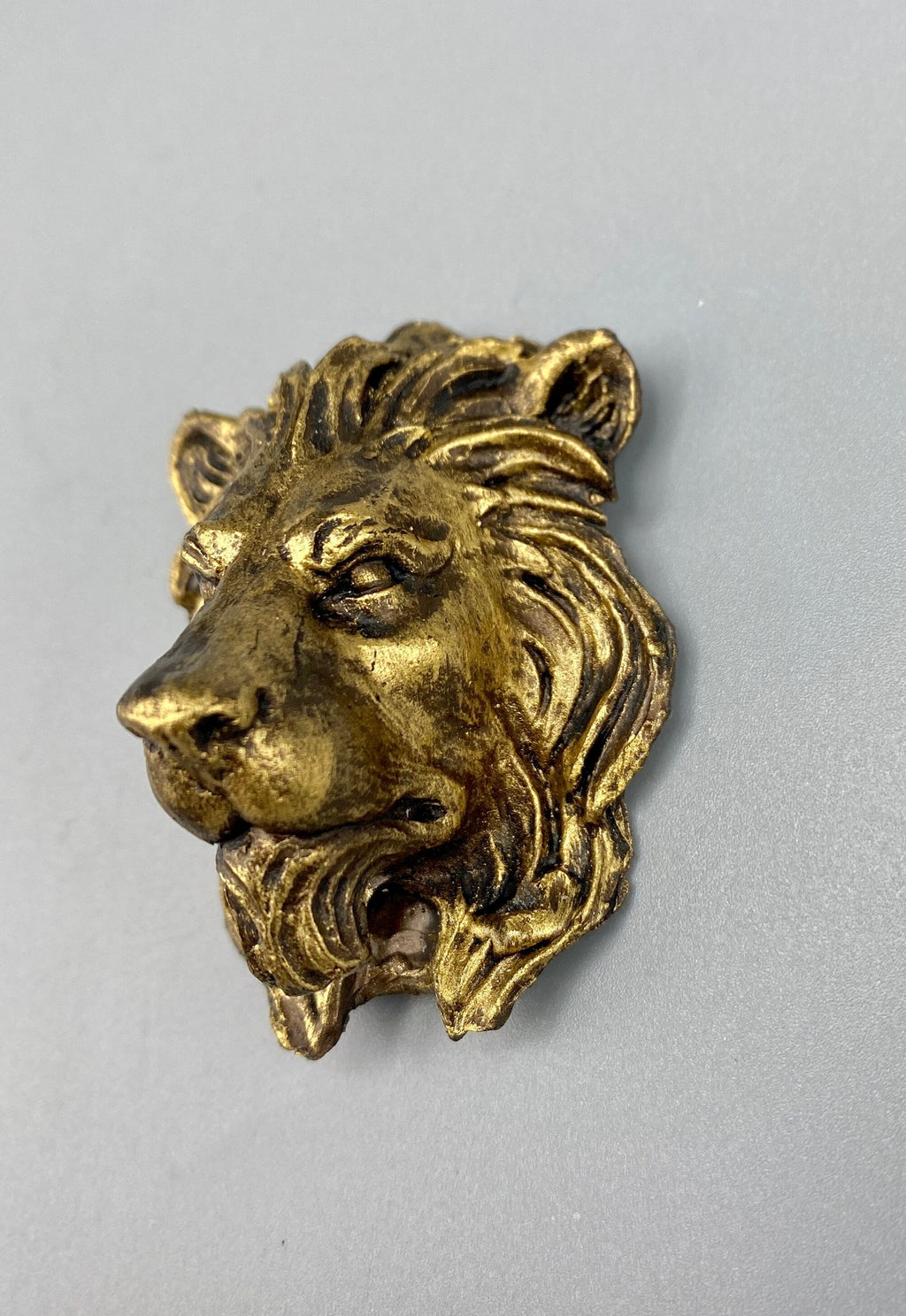 Lion's Head Magnet, Hand Painted Resin Sculpture | Mythic Fantasy Decor | Lion Magnet for Fantasy and Gothic Decor