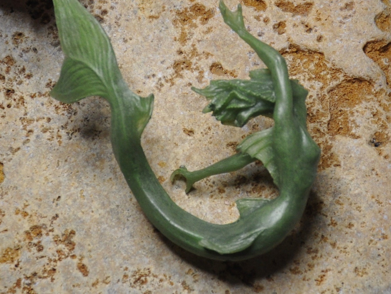 Mermaid Ornament, Hand Painted Resin Sculpture, Jade Finish| Mythical Creature Figurine|Unique Legendary Mermaid Fantasy Art Holiday Decor
