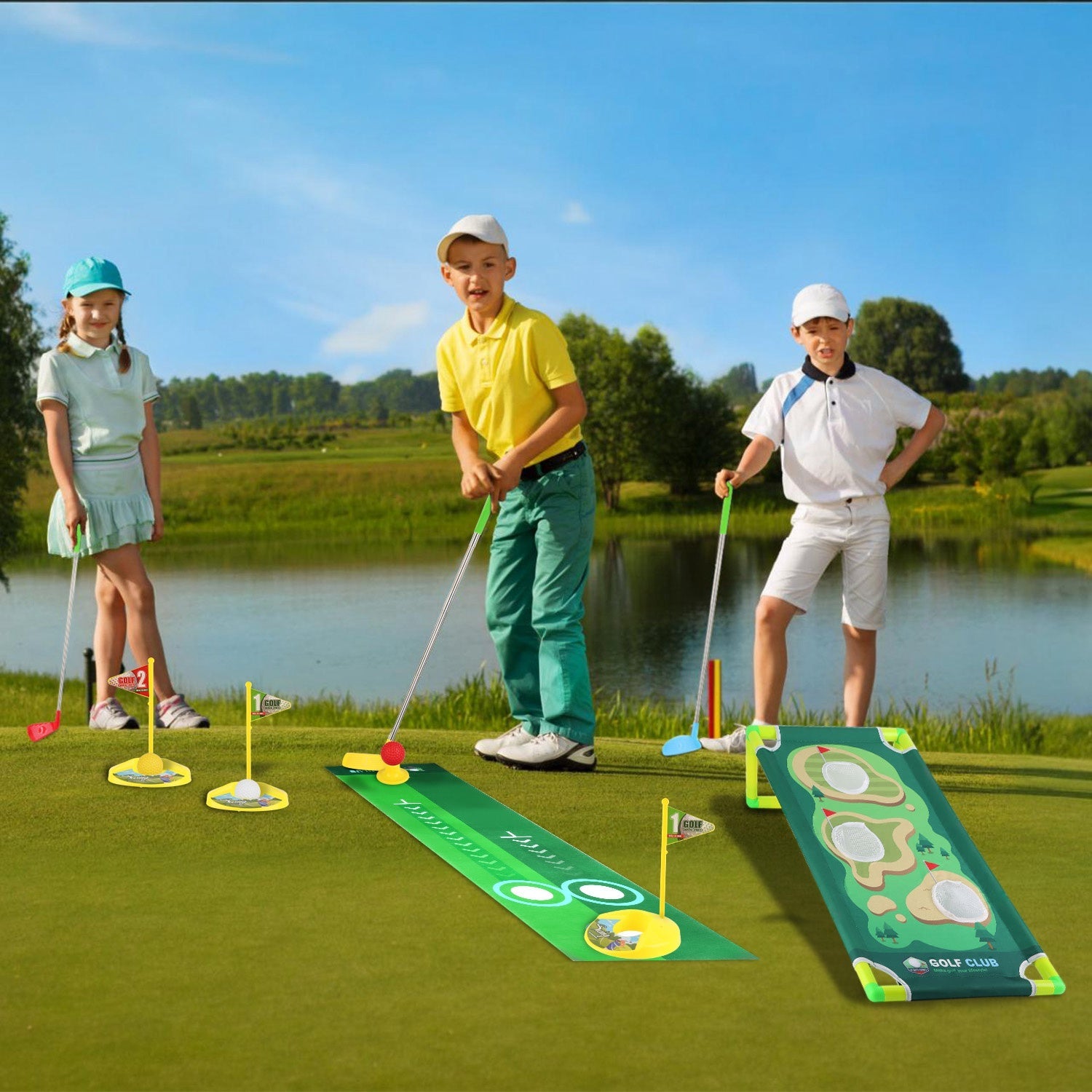 Toddler Golf Club Toy Set For Boys Girls Aged 3-8Years Old With Retractable Golf Clubs Indoor Outdoor Educational Kids Toys Golf Sport Birthday Christ