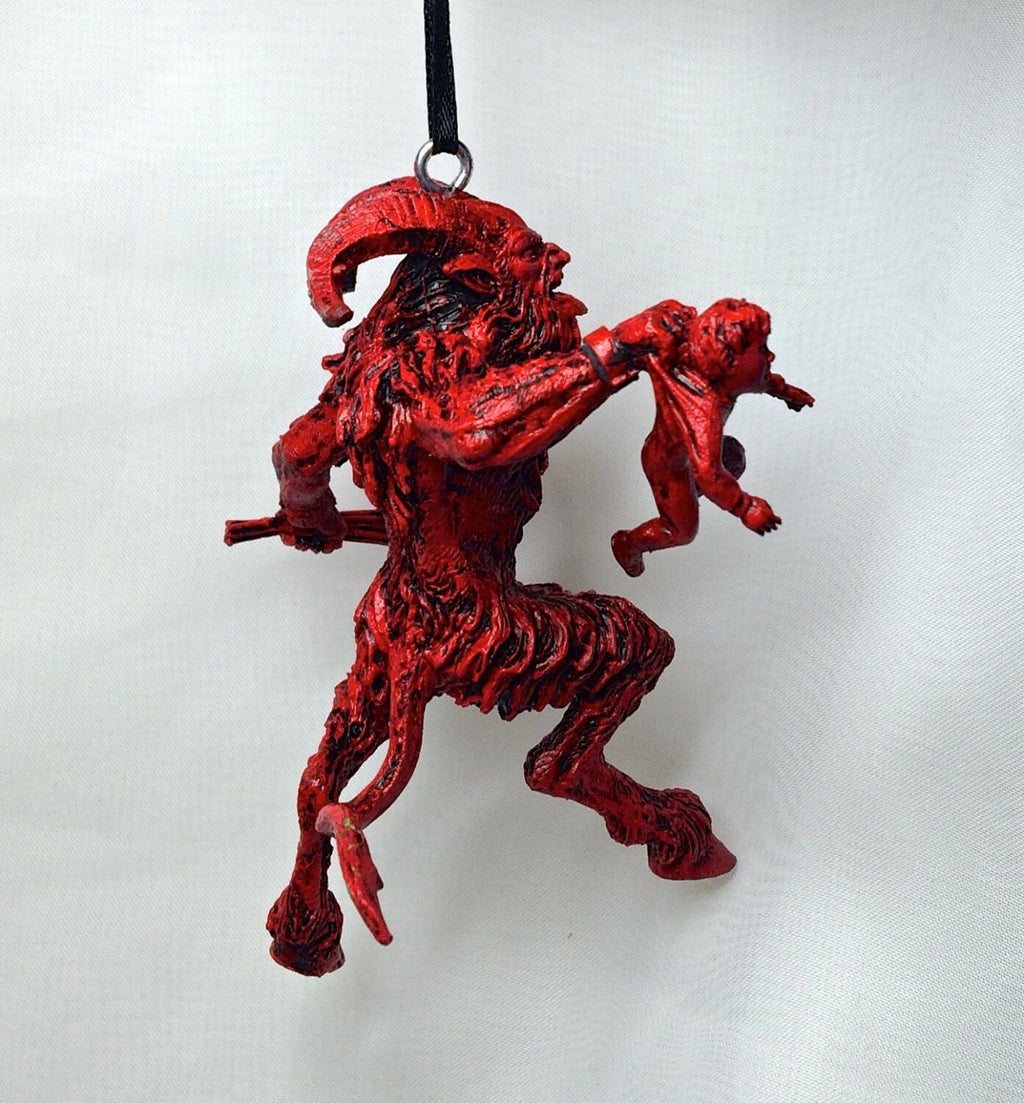Krampus III Ornament, Hand Painted Resin Sculpture | Christmas Legend Figurine | Unique Dark Christmas Demon Ornament for Holiday Decor