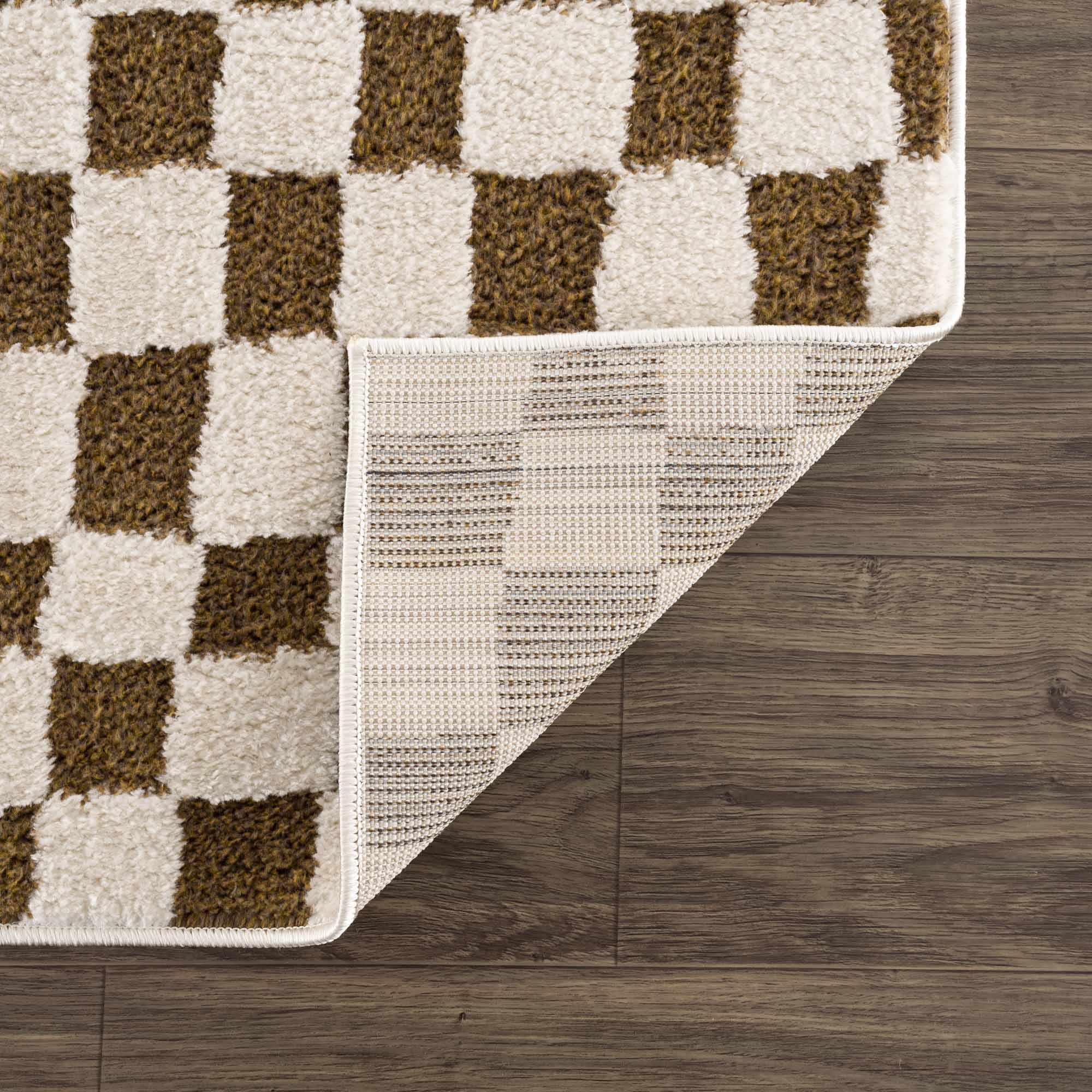 Lajos Brown Checkered Shag Rug - Clearance
