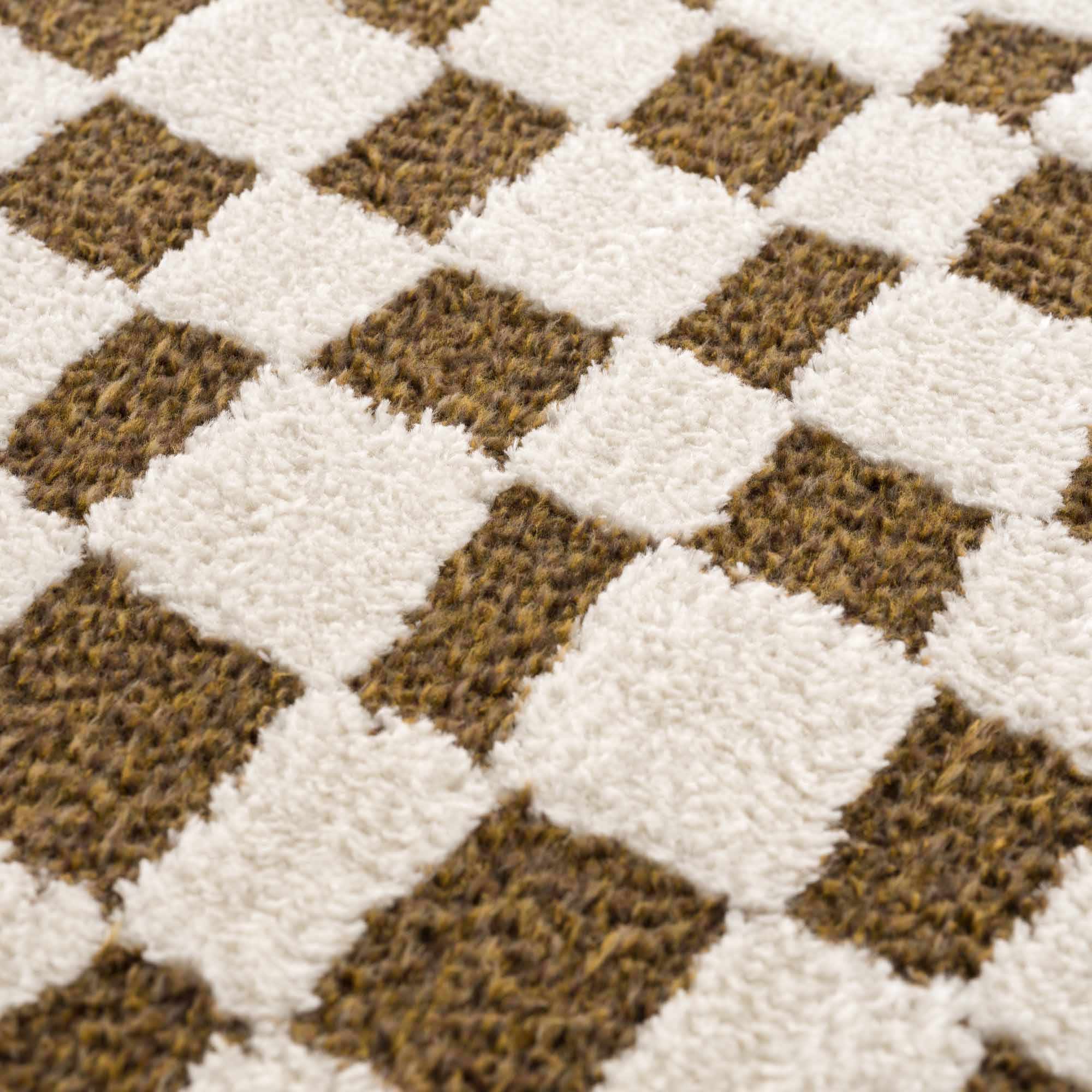 Lajos Brown Checkered Shag Rug - Clearance