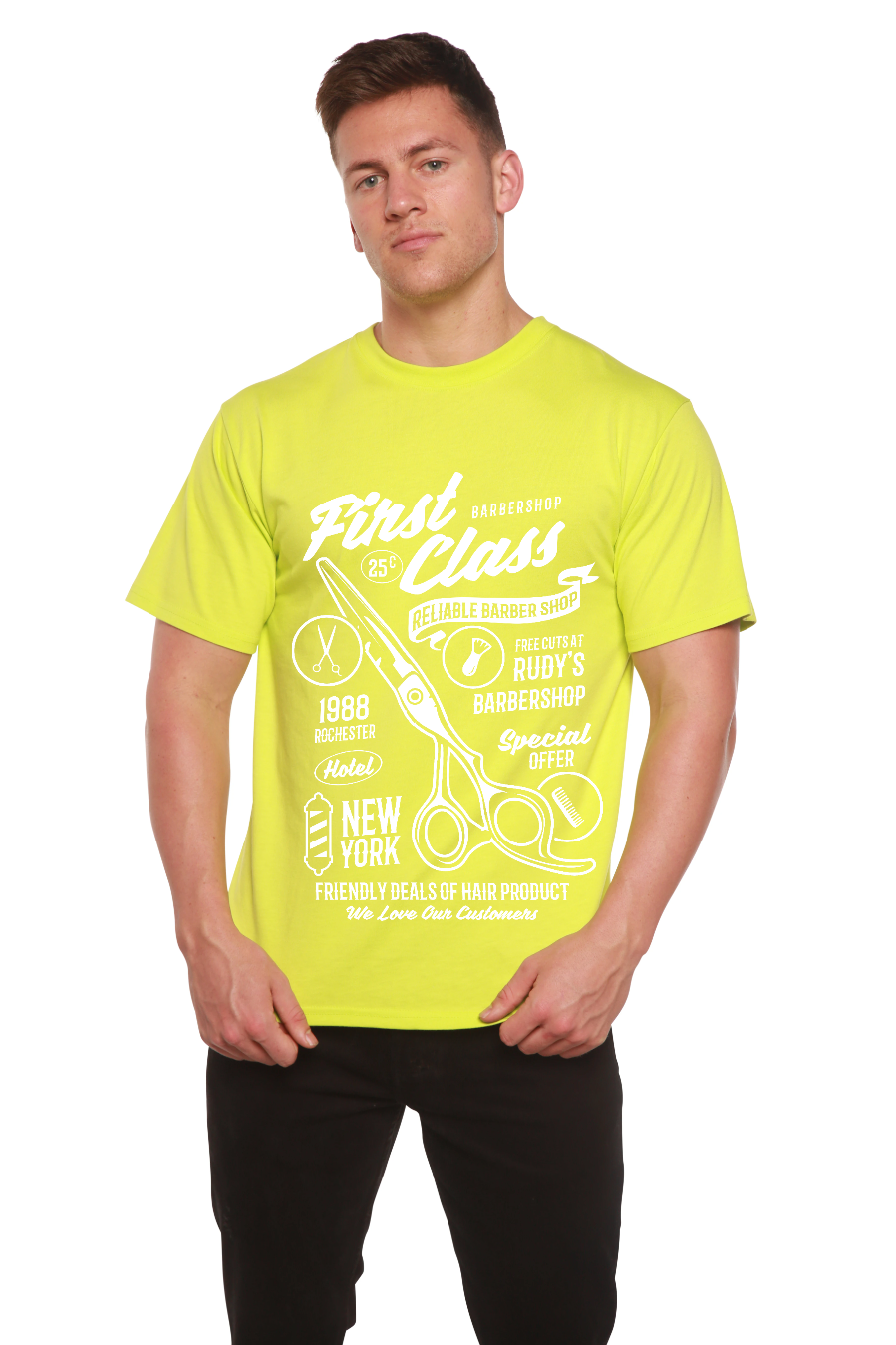 First Class Barber Men's Bamboo Viscose/Organic Cotton Short Sleeve Graphic T-Shirt