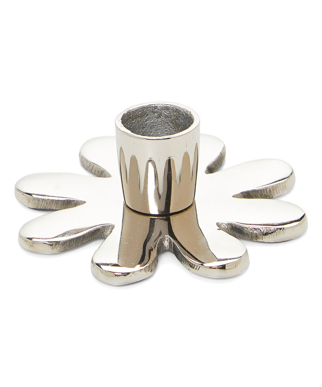 Vibhsa Decorative Silver Flower Candle Holder | 4" Handcrafted Aluminum