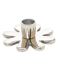 Vibhsa Decorative Silver Flower Candle Holder | 4" Handcrafted Aluminum