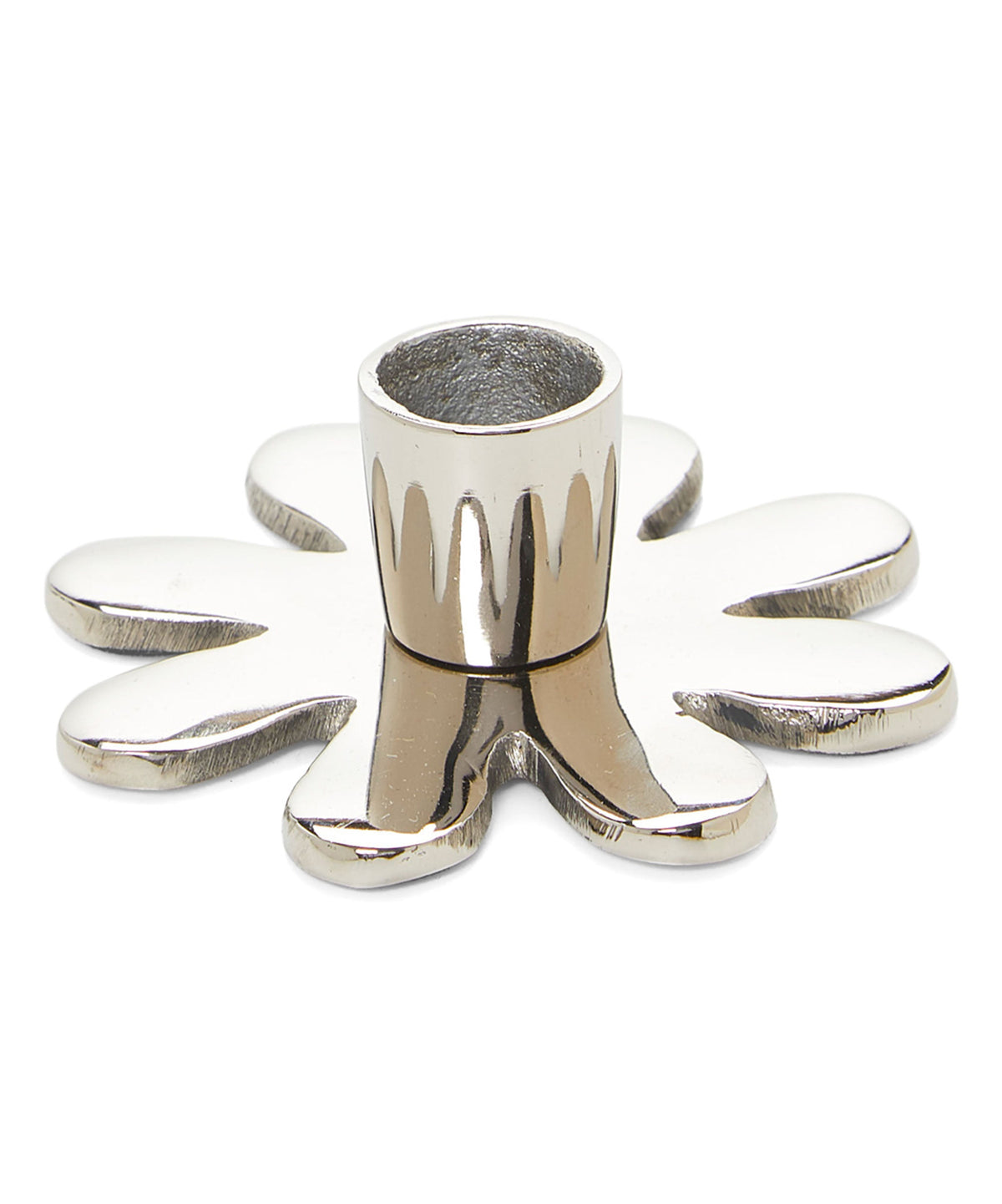 Vibhsa Decorative Silver Flower Candle Holder | 4" Handcrafted Aluminum