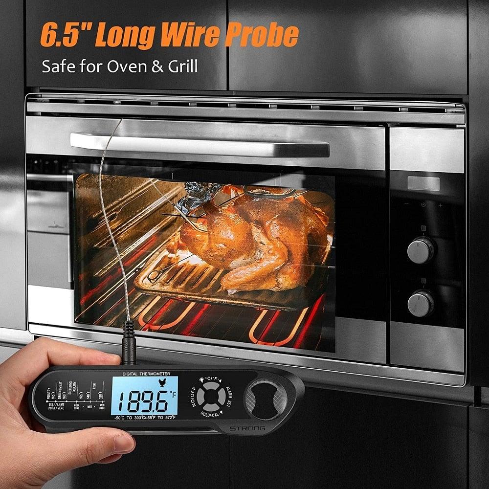 Food Kitchen Digital Meat BBQ Thermometer Dual Probe Design Waterproof Cooking Tools Instant Read Food Thermometer with Alarm and Calibration Function Waterproof Cooking Thermometer for Grilling Baking BBQ Candy Milk