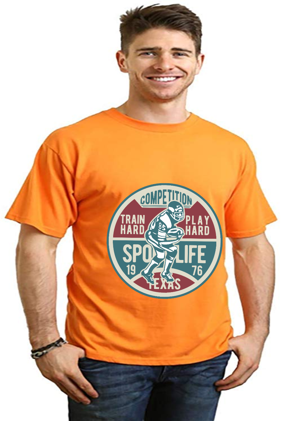 Football Competition Men's Bamboo Viscose/Organic Cotton Short Sleeve Graphic T-Shirt