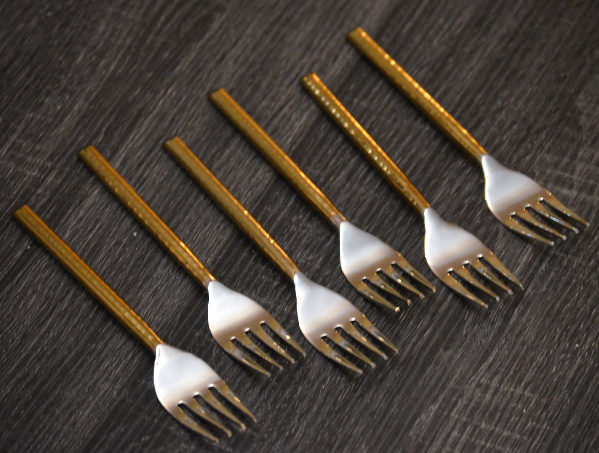 Dinner Forks Gold Stainless Steel Flatware Set of 6