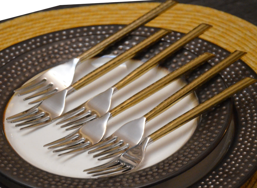 Dinner Forks Gold Stainless Steel Flatware Set of 6