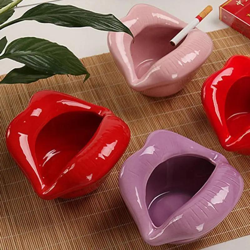 Funny Creative Ceramic Cartoon Lips Ashtray Gift for Home - Trendy Mouth  Mini Ashtray for Boyfriend