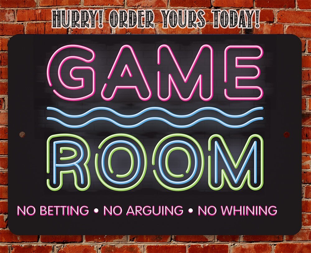 Game Room No Betting No Arguing No Whining - Metal Sign