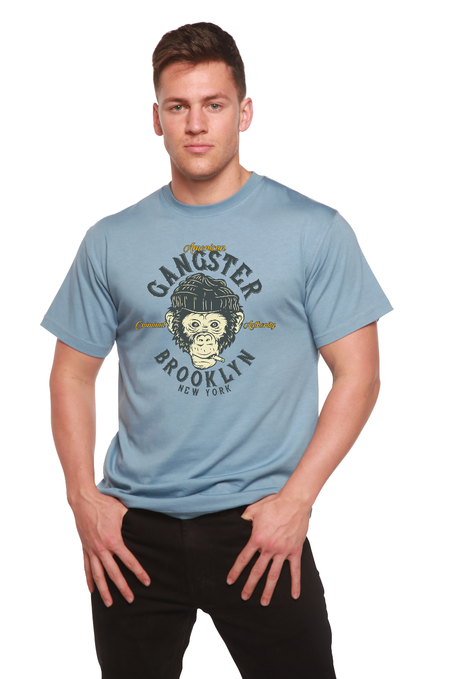 Gangster Brooklyn Men's Bamboo Viscose/Organic Cotton Short Sleeve Graphic T-Shirt