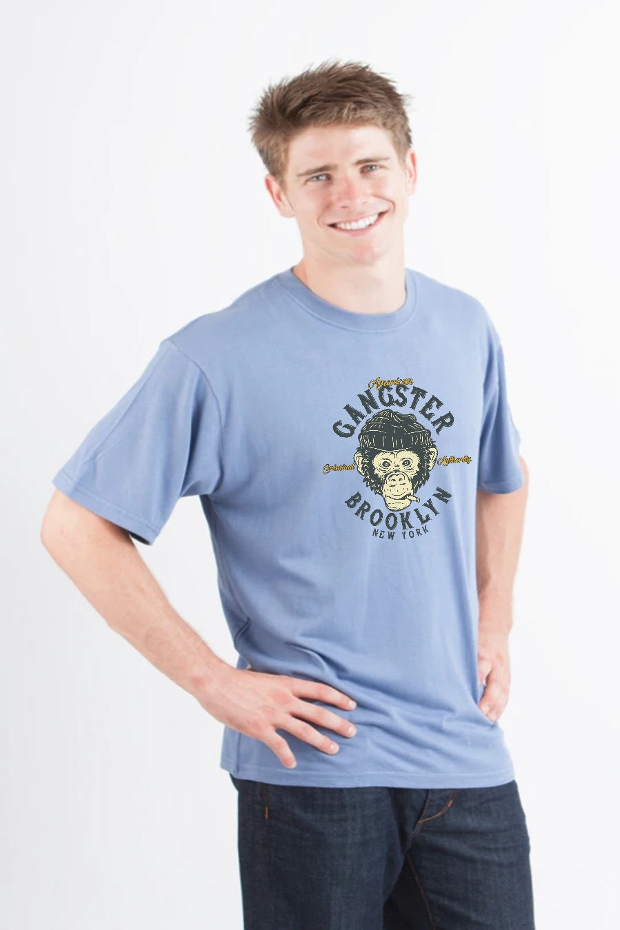 Gangster Brooklyn Men's Bamboo Viscose/Organic Cotton Short Sleeve Graphic T-Shirt