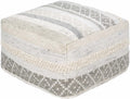 Geyser Woven White Gray Cotton Pouf - Clearance