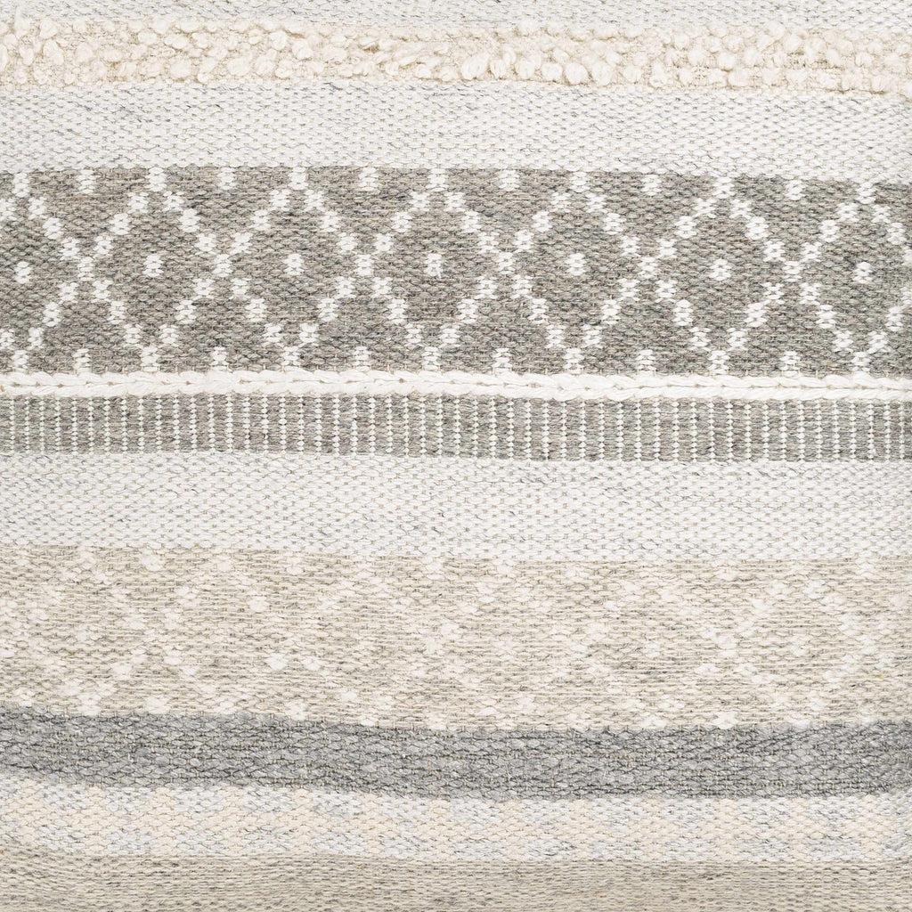 Geyser Woven White Gray Cotton Pouf - Clearance