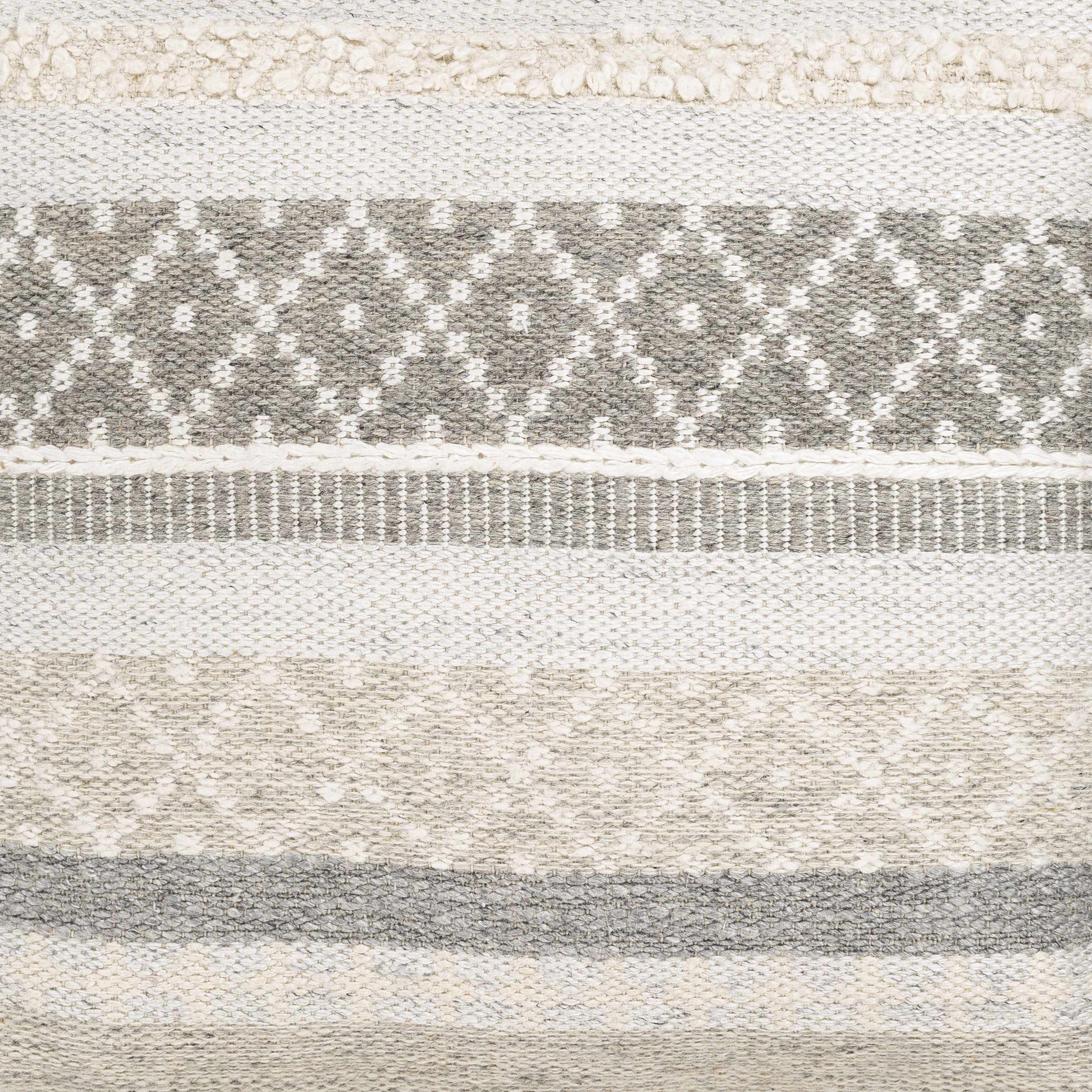 Geyser Woven White Gray Cotton Pouf - Clearance