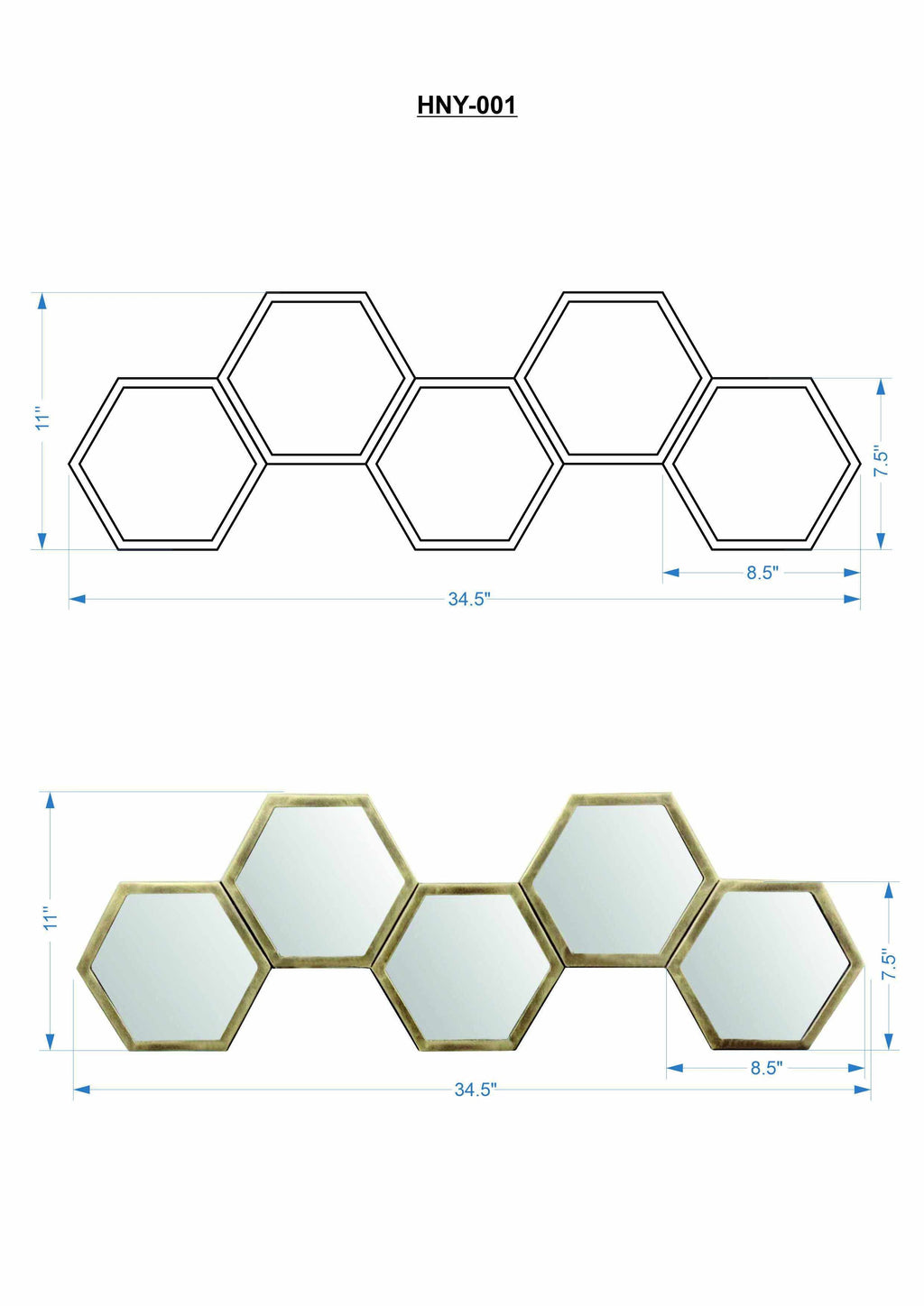 Gitagum Rustic Gold Honeycomb Mirror