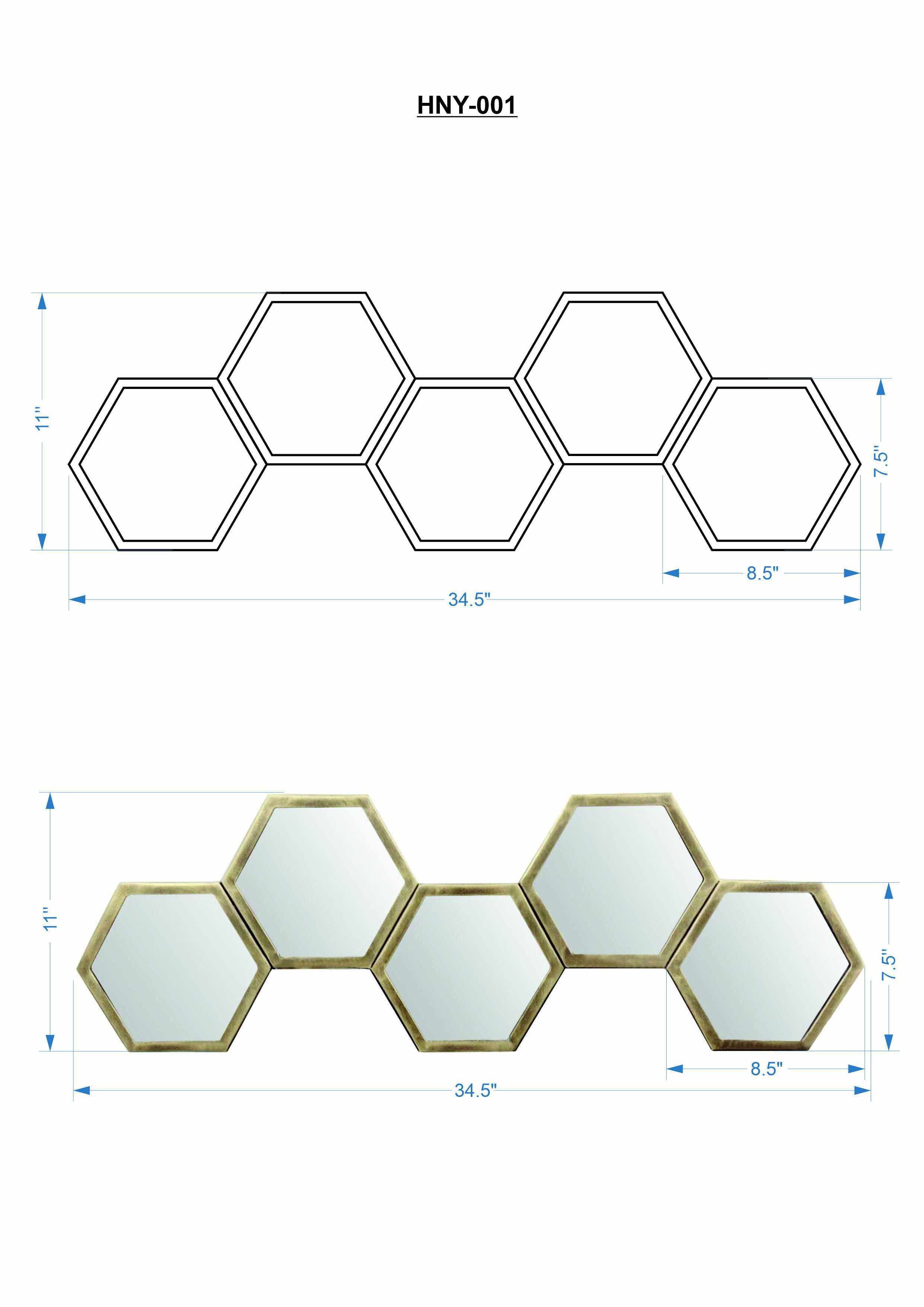 Gitagum Rustic Gold Honeycomb Mirror