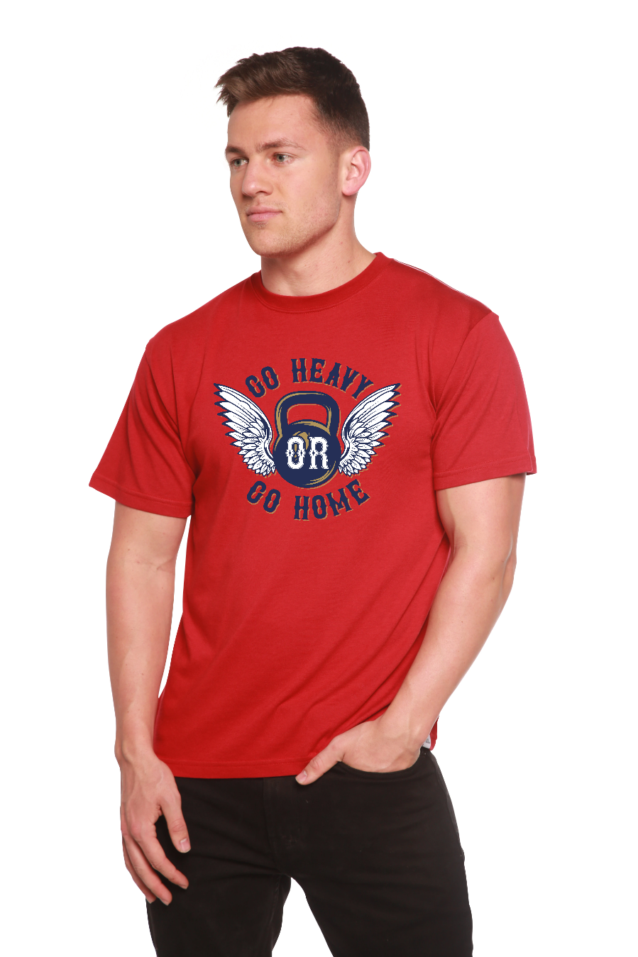 GO HEAVY Men's Bamboo Viscose/Organic Cotton Short Sleeve Graphic T-Shirt