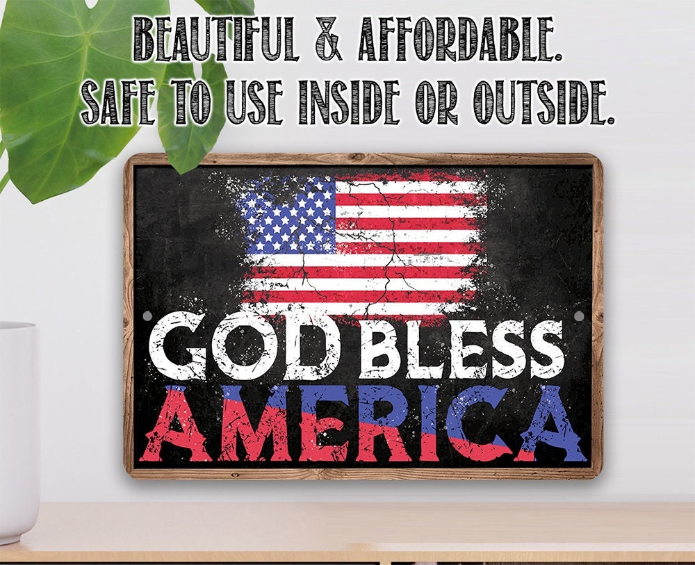 God Bless America - Flag - Metal Sign