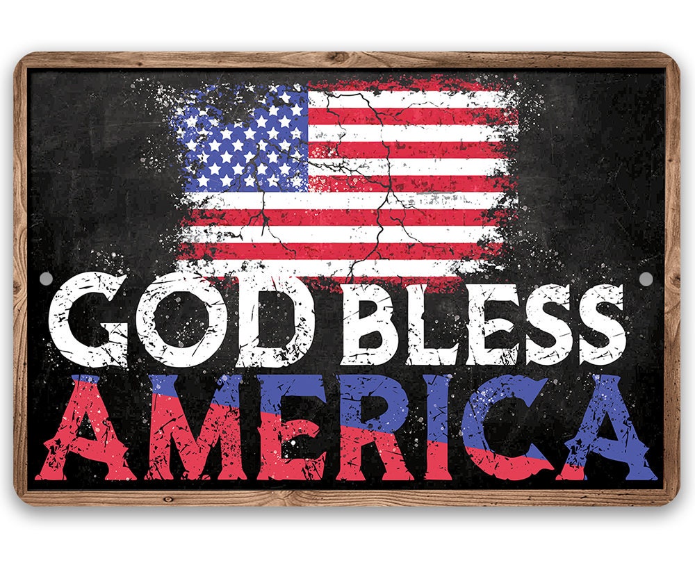 God Bless America - Flag - Metal Sign