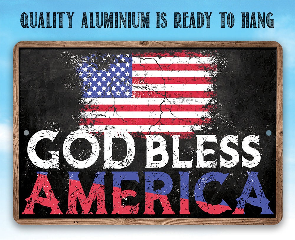 God Bless America - Flag - Metal Sign