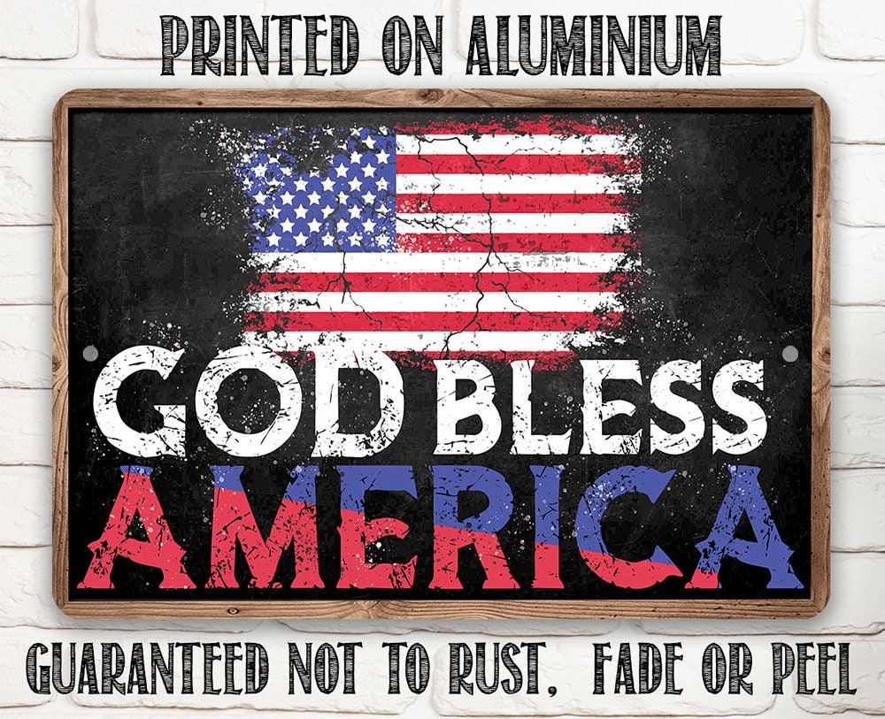 God Bless America - Flag - Metal Sign