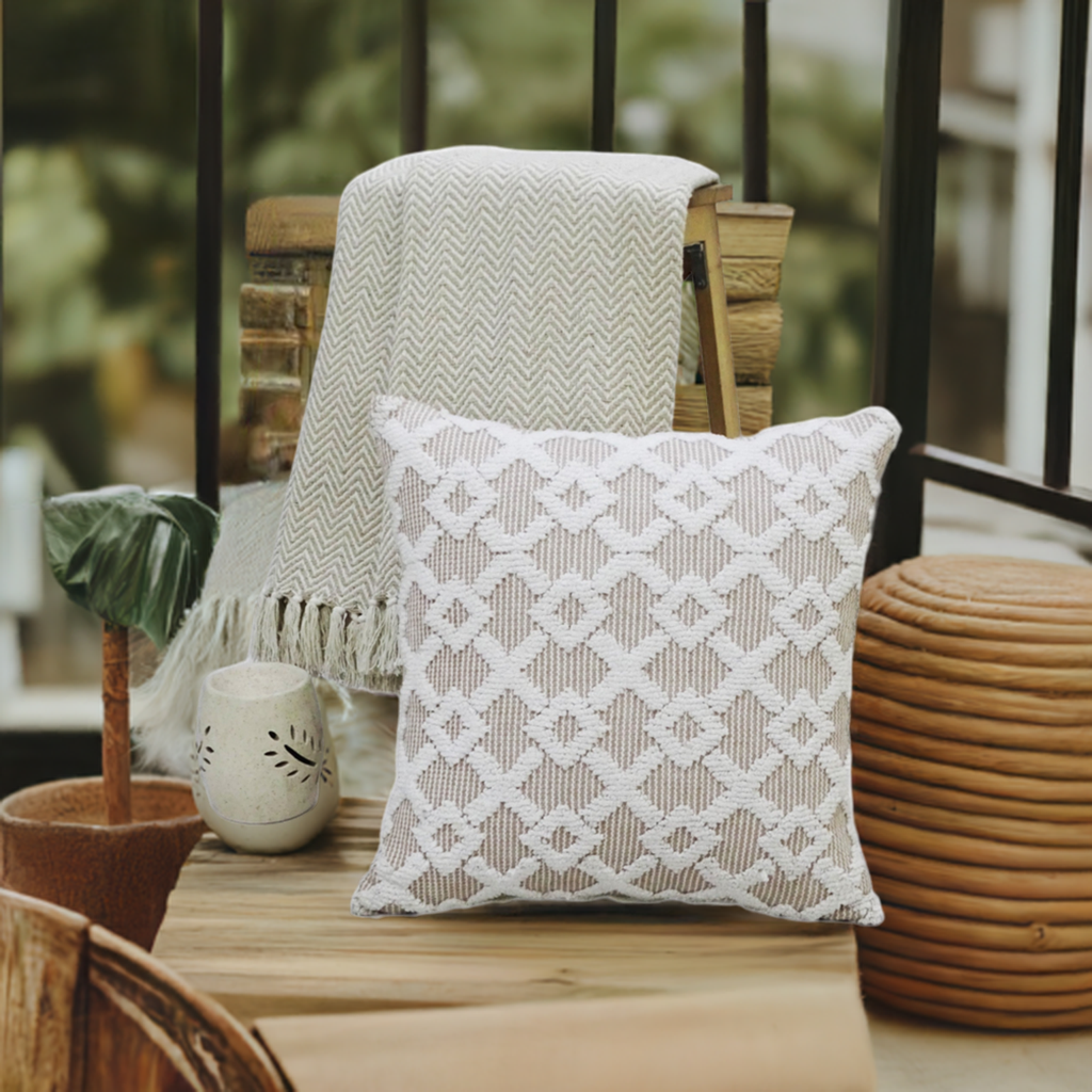 Decorative Beige Accent Throw Pillow  20"x20"