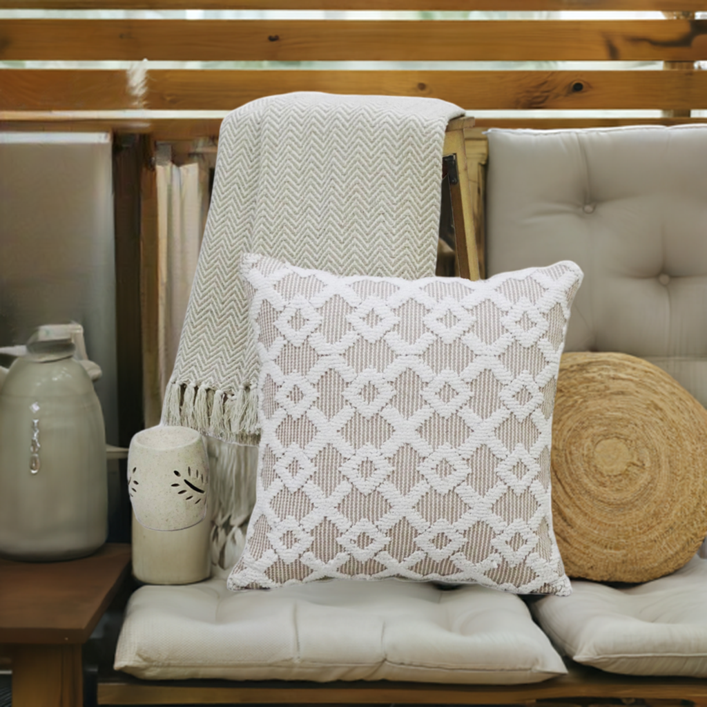 Decorative Beige Accent Throw Pillow  20"x20"