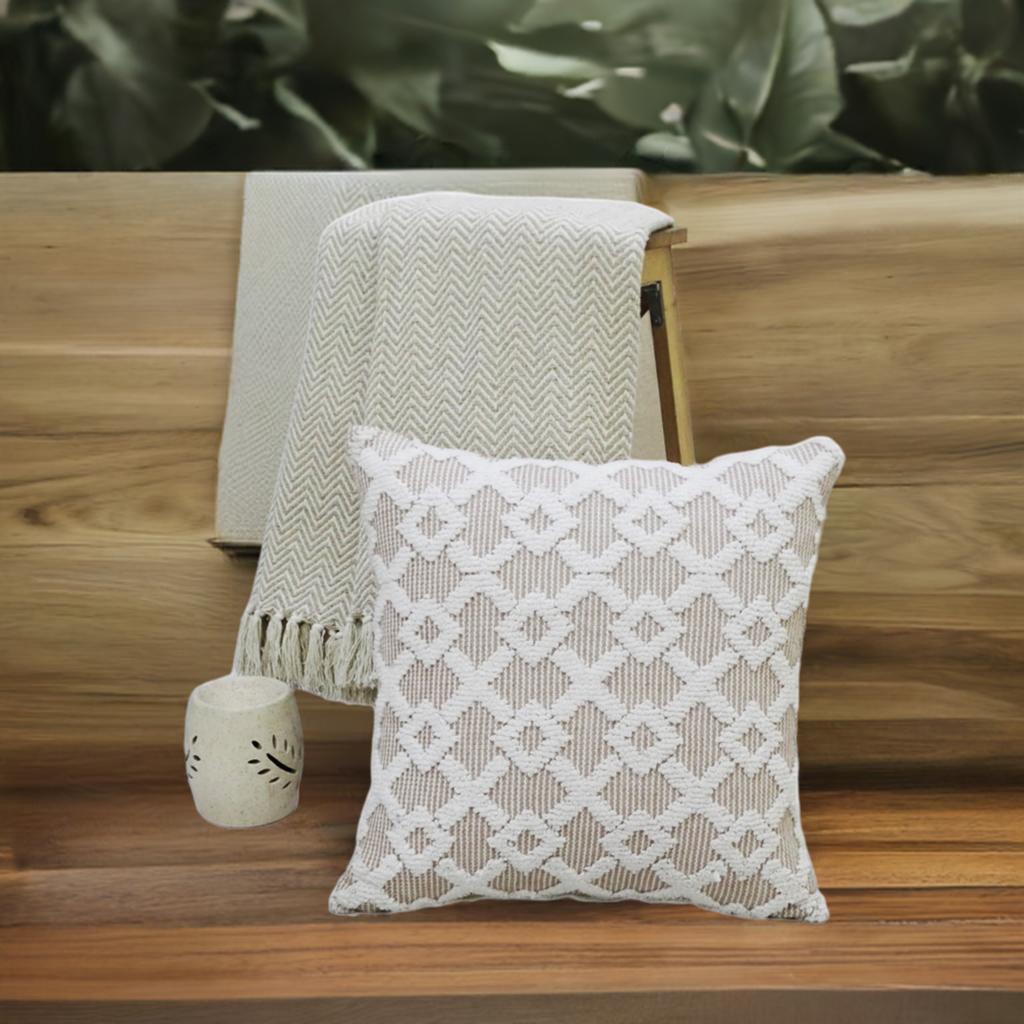 Decorative Beige Accent Throw Pillow  20"x20"