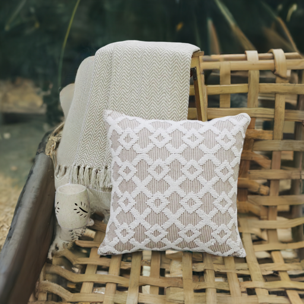 Decorative Beige Accent Throw Pillow  20"x20"