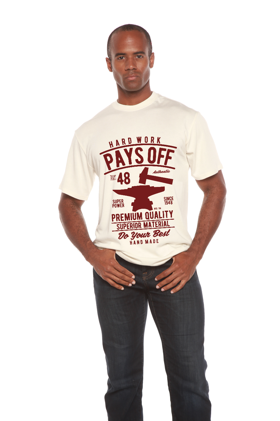 Hard Work Pays Men's Bamboo Viscose/Organic Cotton Short Sleeve Graphic T-Shirt