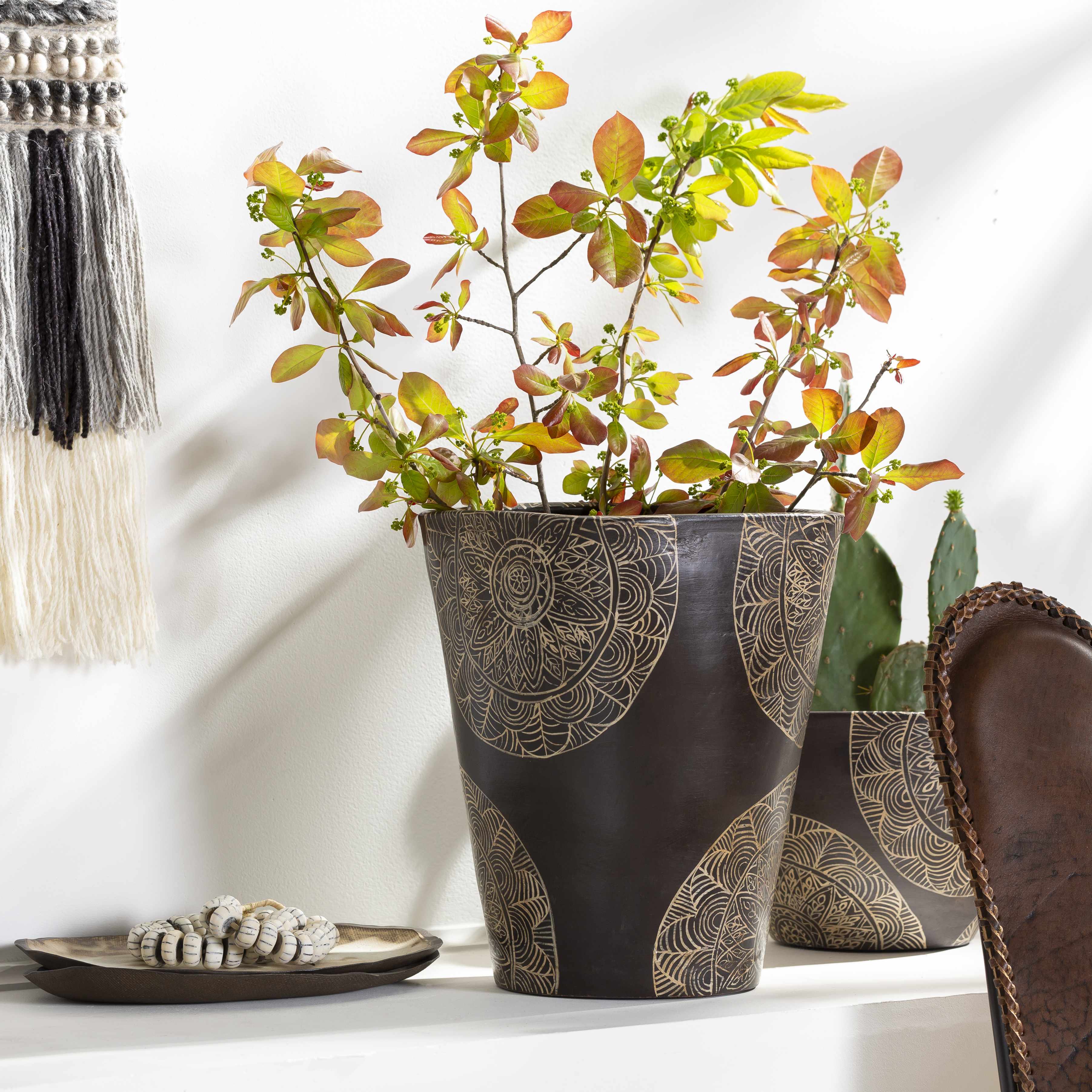 Hearst Terracotta Geometric Black Planter - Clearance