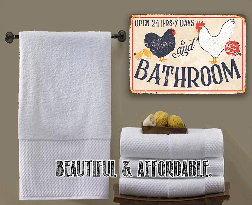 Hen & Rooster Bathroom -Metal Sign