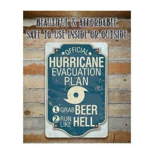 Hurricane Evacuation Plan - Metal Sign