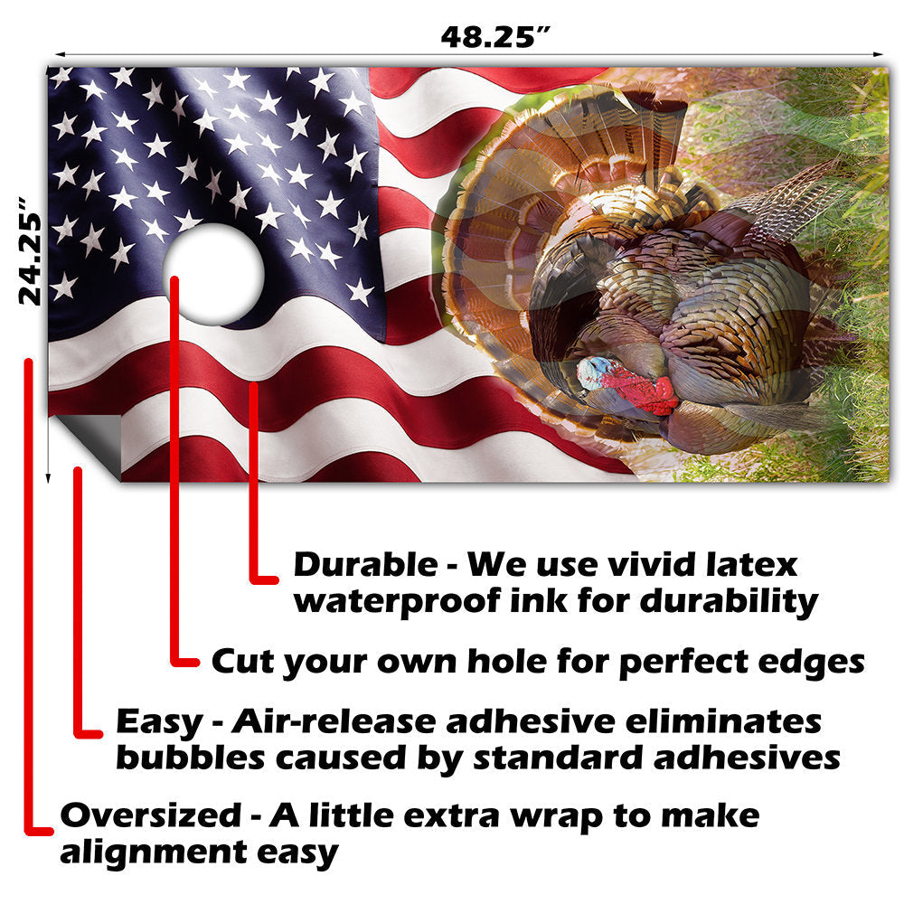 Turkey Hunting - Cornhole Board Wrap - Set of 2