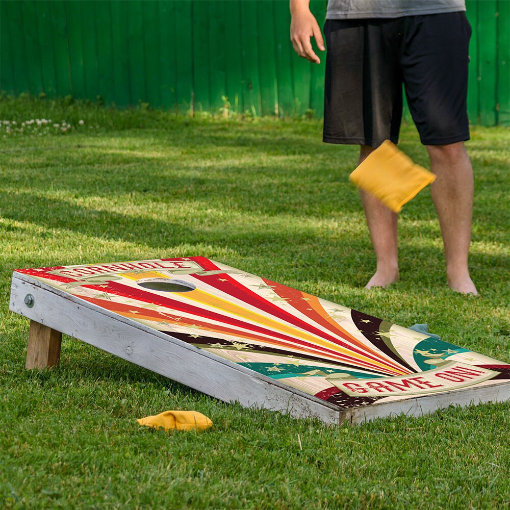 Circus Stripes - Cornhole Board Wrap - Set of 2