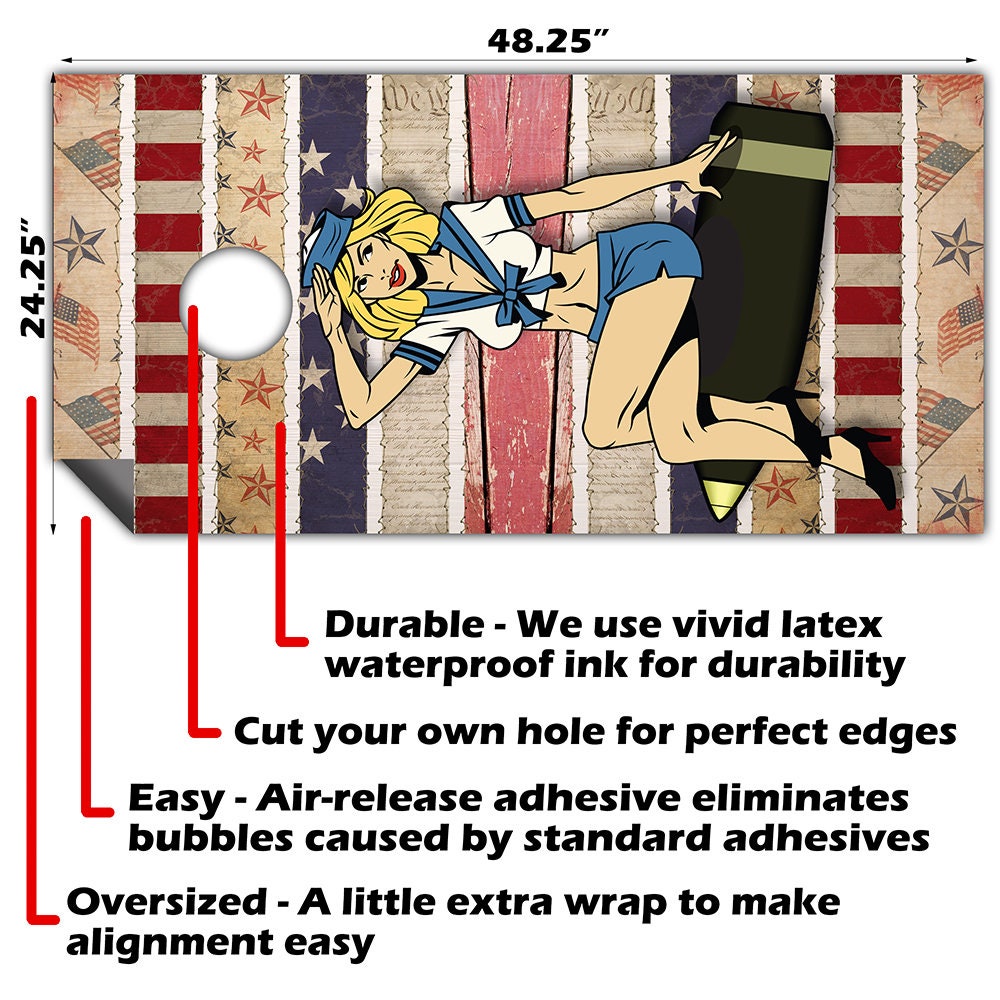 Sexy Sailor Americana - Cornhole Board Wrap - Set of 2