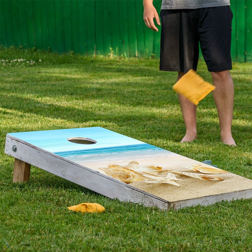 Shells on Beach - Cornhole Board Wrap - Set of 2