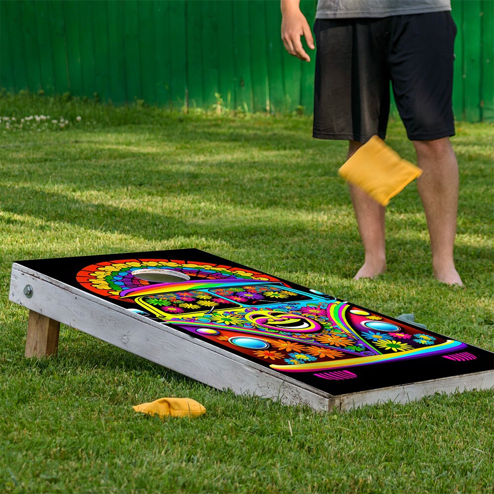 Hippie Van Colorful - Cornhole Board Wrap - Set of 2
